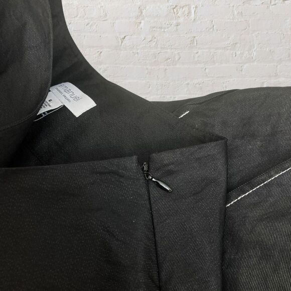 Emanuel Ungaro Black Flared Skirt Size 6 White Stitch Detail - Picture 10 of 14